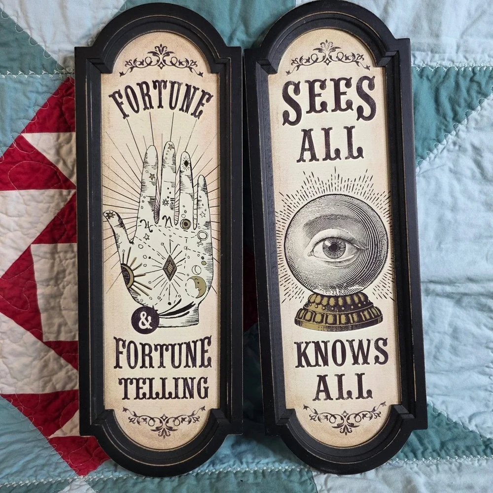 Fortune Telling Sees All Knows All Mystic Wall Decor Set Black Wood Frames 2020